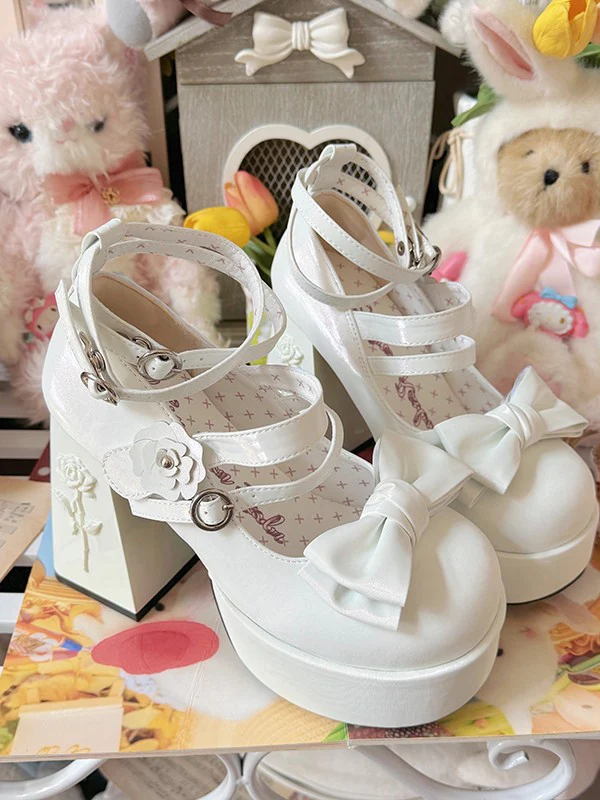 Dreamland - 11 cm Sweet Lolita Shoes with High Platform & Rose Print Heel - Image 2