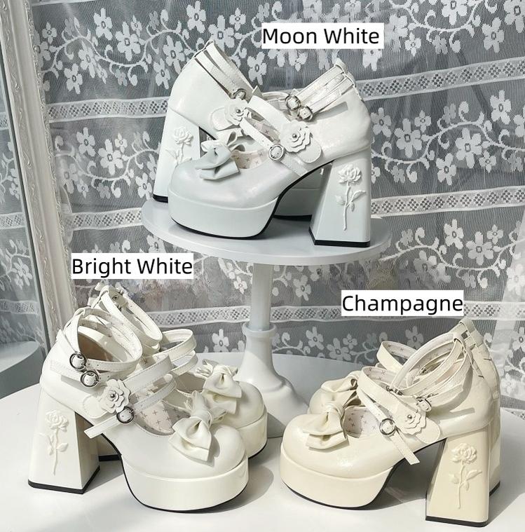 Dreamland - 11 cm Sweet Lolita Shoes with High Platform & Rose Print Heel - Image 3