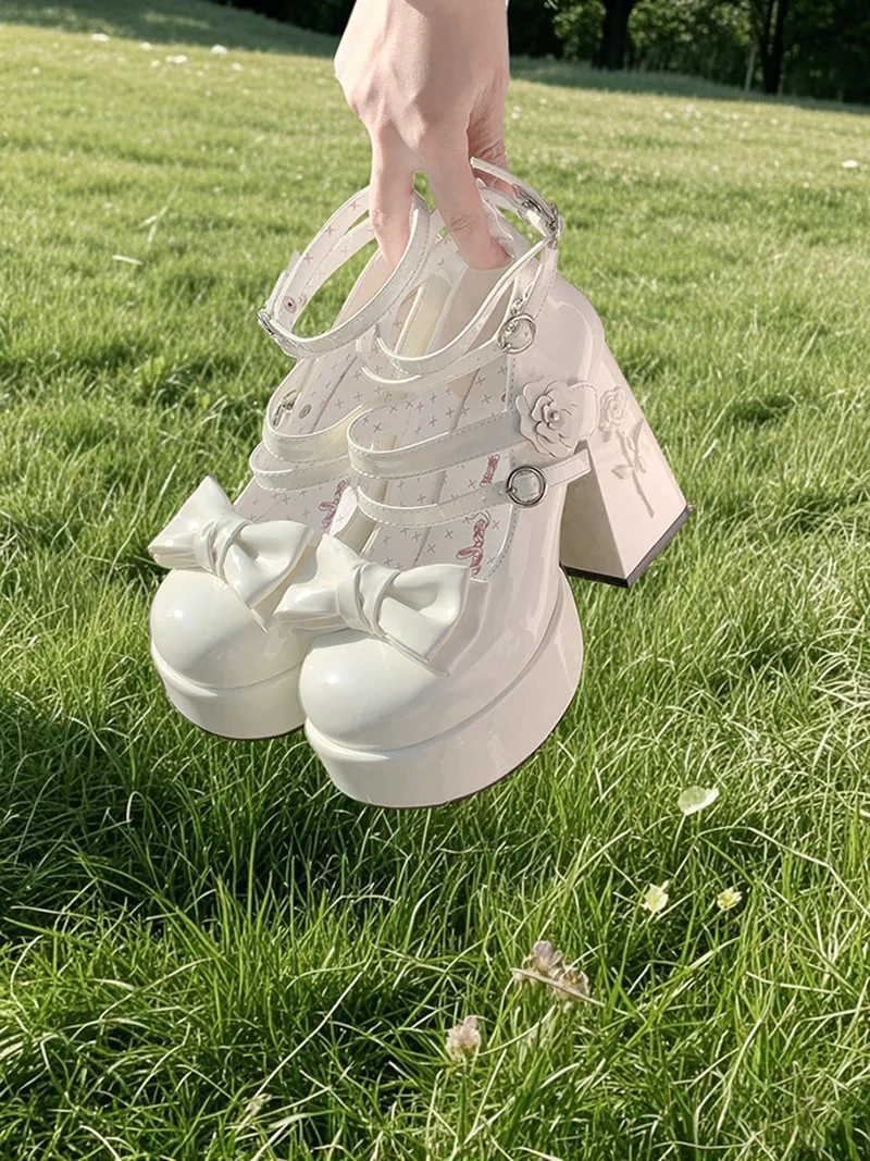 Dreamland - 11 cm Sweet Lolita Shoes with High Platform & Rose Print Heel - Image 6