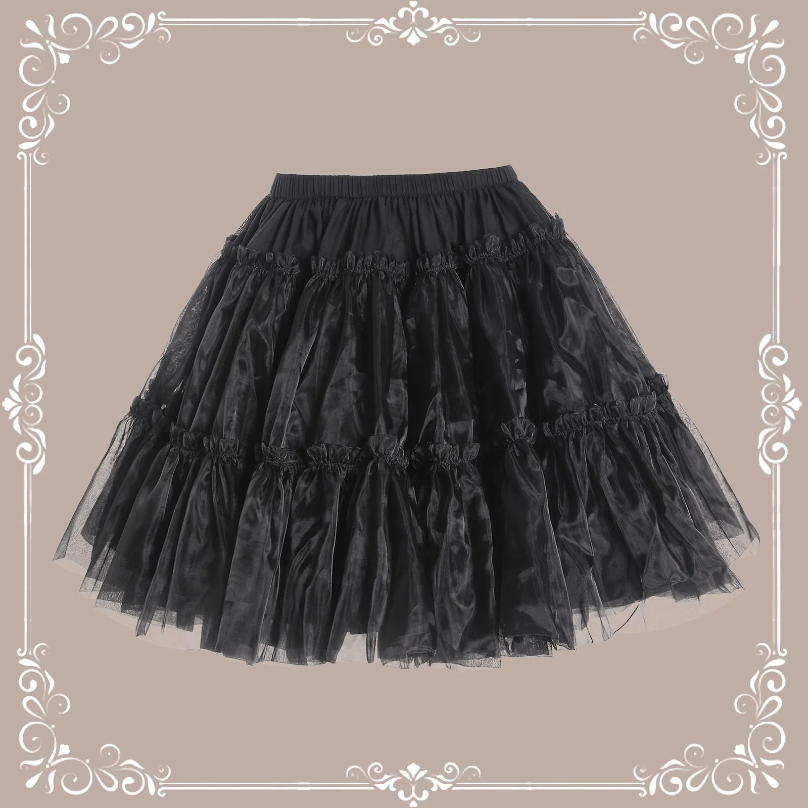 Plus Size Lolita Puffy Petticoat, 18" (45cm) Length, Cotton Lining - Image 10
