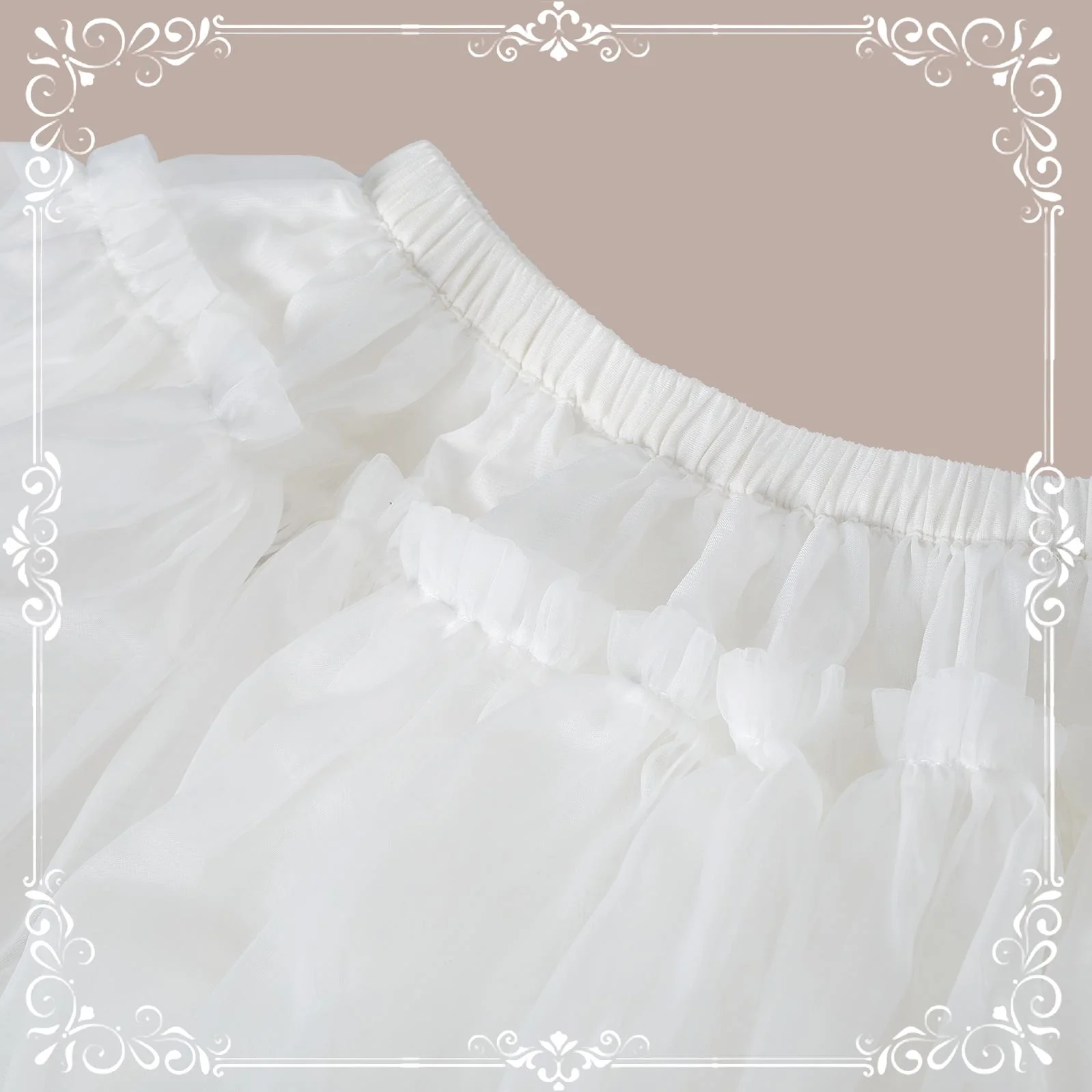 Plus Size Lolita Puffy Petticoat, 18" (45cm) Length, Cotton Lining - Image 4