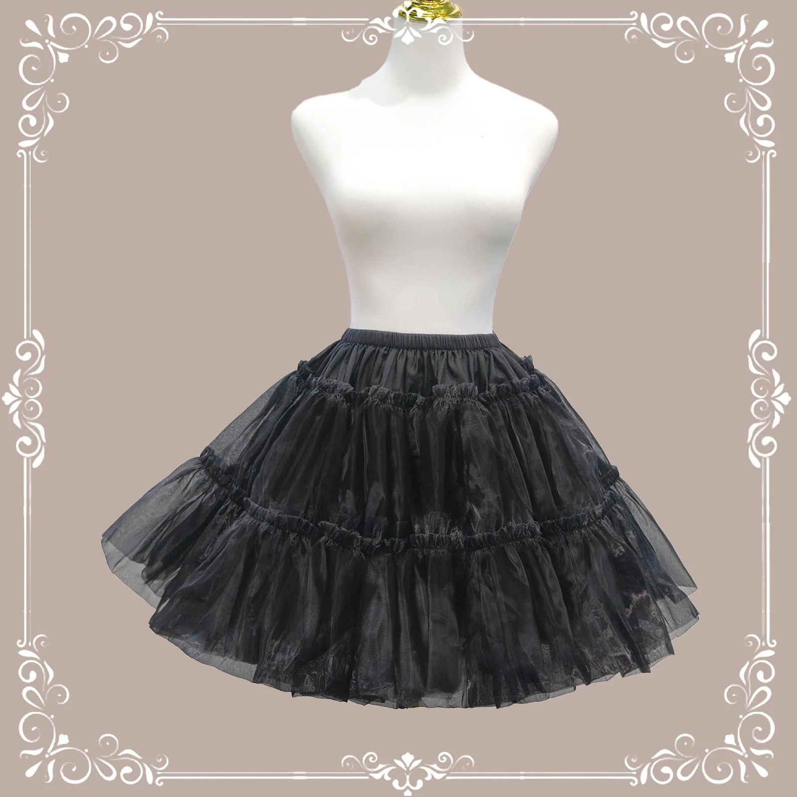 Plus Size Lolita Puffy Petticoat, 18" (45cm) Length, Cotton Lining - Image 8