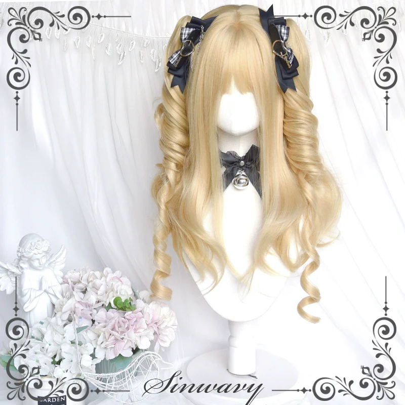 Sinwavy - 55CM Blonde Lolita Curl Wig Detachable Double Ponytail - Image 2