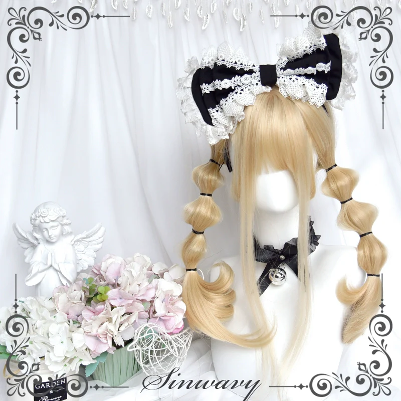 Sinwavy - 55CM Blonde Lolita Curl Wig Detachable Double Ponytail - Image 5