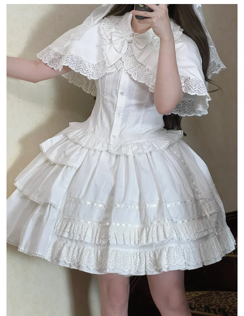 AerialCat - Praying Snowfall - Old School Lolita Skirt Suit Cape Princess Sleeve Shirt - Image 27