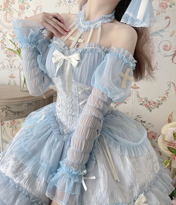 Alice Girl - Cross Maiden - Gothic Lolita Cuffs Puff Arm Sleeves - Image 24