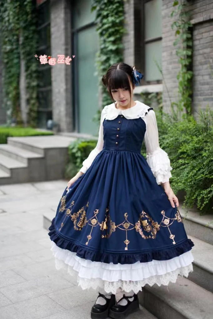 Alice in Wonderland - Classic Lolita JSK Dress Gold Foil Printing - Image 5