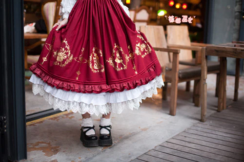 Alice in Wonderland - Classic Lolita JSK Dress Gold Foil Printing - Image 7