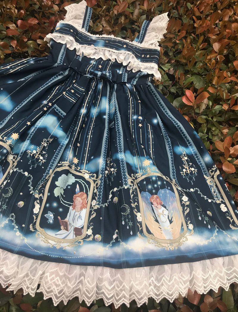 Oriel's Blessing - Angel-themed Printed Lolita Jumper Dress - Image 13