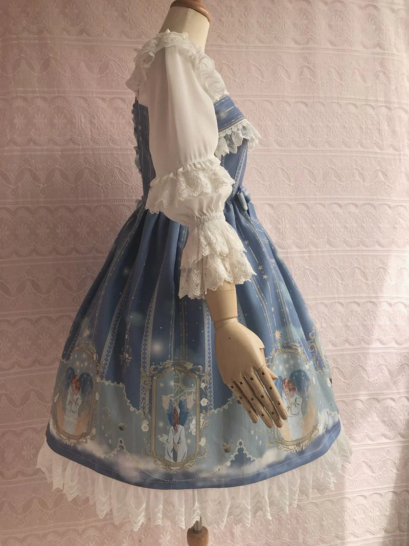 Oriel's Blessing - Angel-themed Printed Lolita Jumper Dress - Image 4