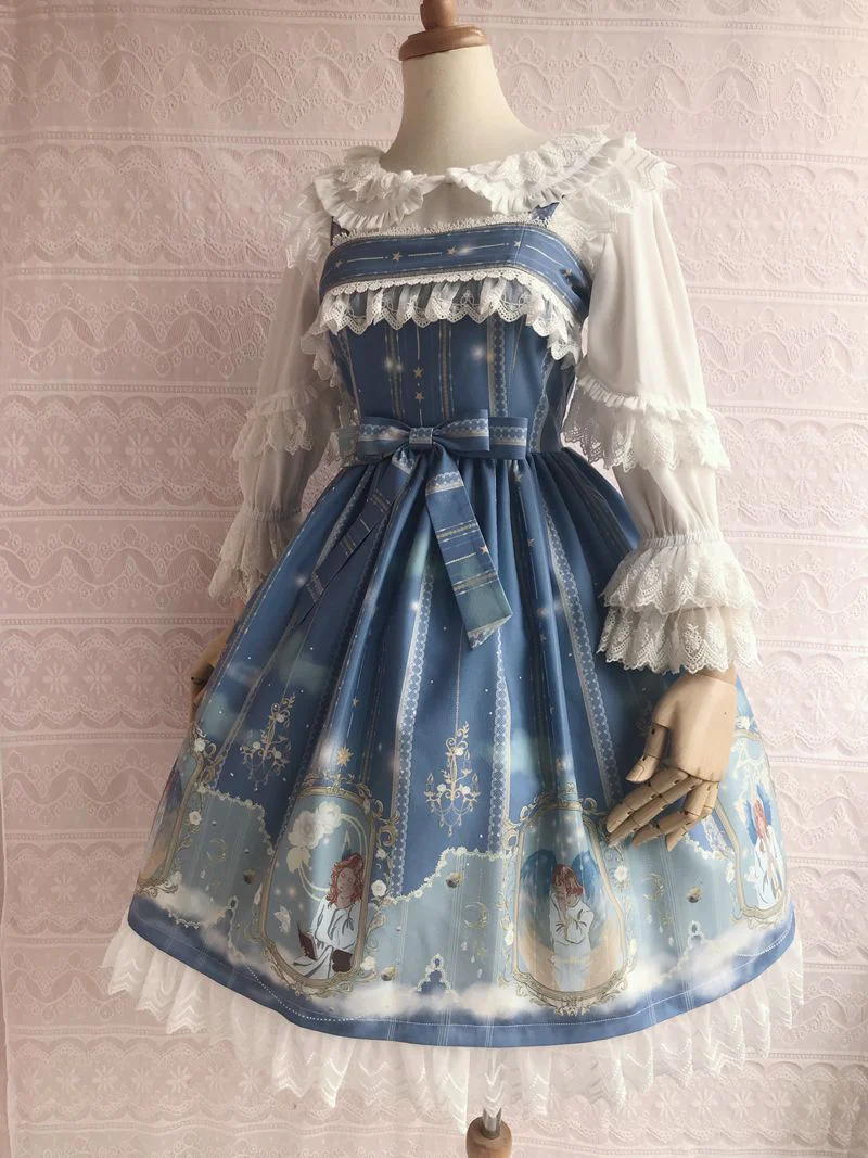 Oriel's Blessing - Angel-themed Printed Lolita Jumper Dress - Image 5