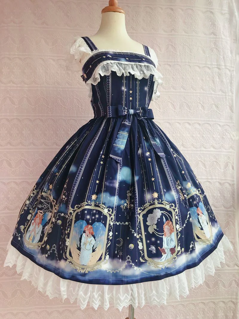 Oriel's Blessing - Angel-themed Printed Lolita Jumper Dress - Image 7