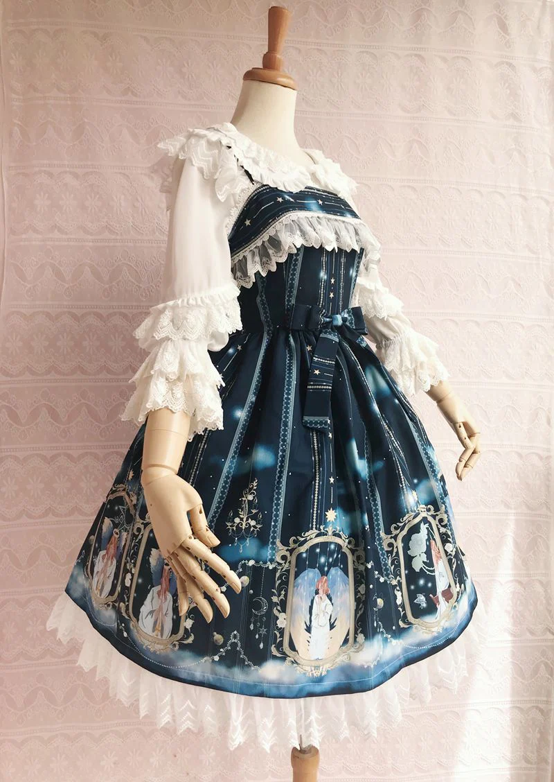 Oriel's Blessing - Angel-themed Printed Lolita Jumper Dress - Image 8