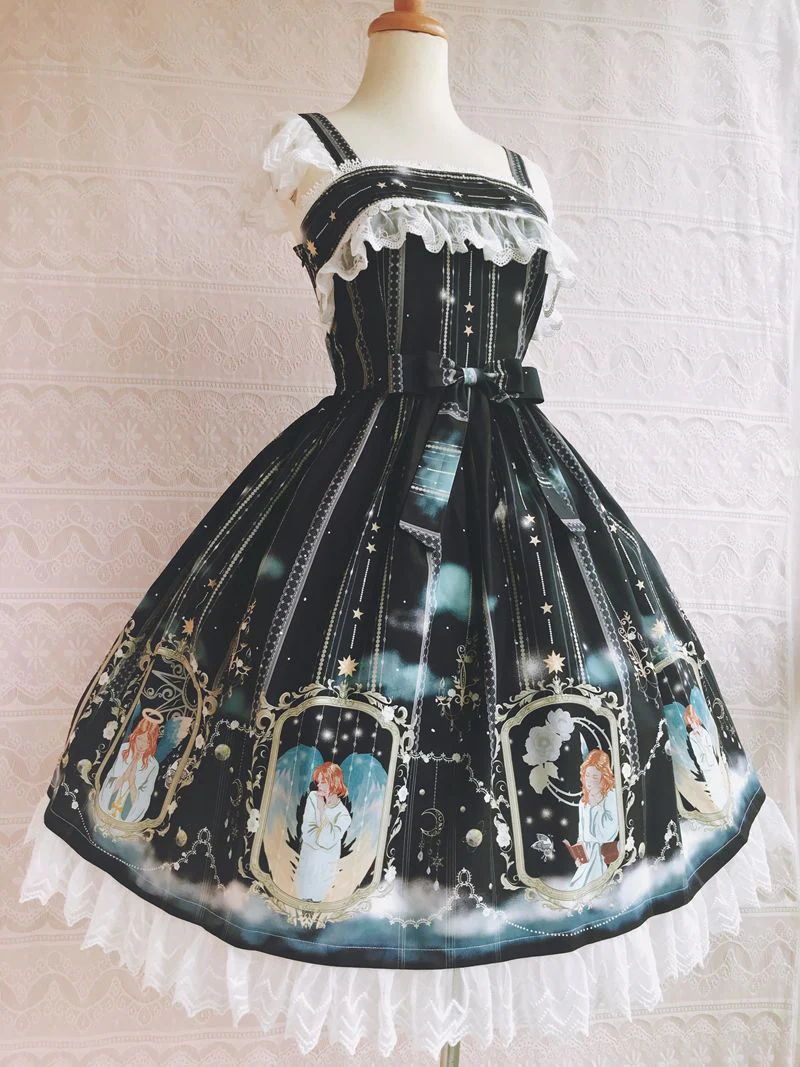 Oriel's Blessing - Angel-themed Printed Lolita Jumper Dress - Image 9