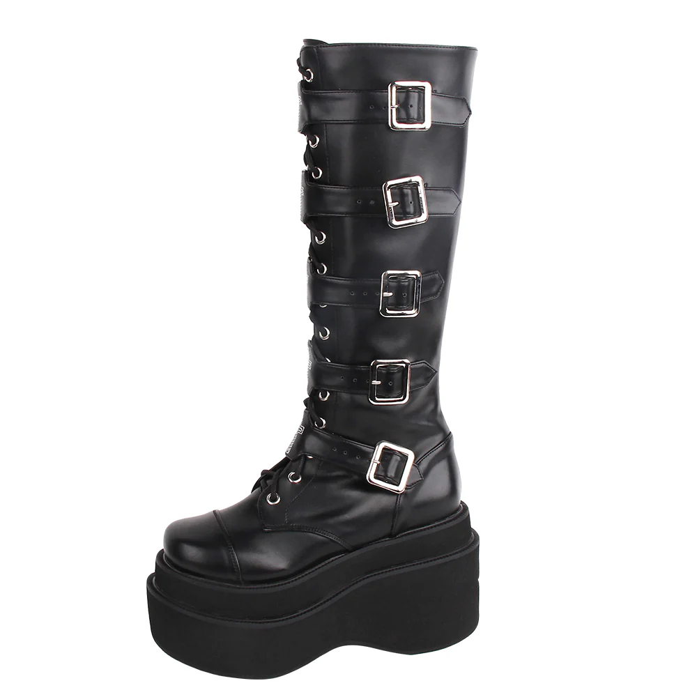 Angelic Imprint - J-fashion Punk Lolita Classic Black High Boots - Image 3