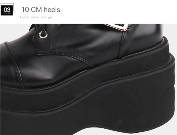 Angelic Imprint - J-fashion Punk Lolita Classic Black High Boots - Image 6