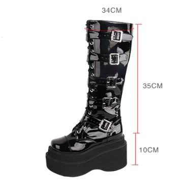 Angelic Imprint - J-fashion Punk Lolita Classic Black High Boots - Image 7