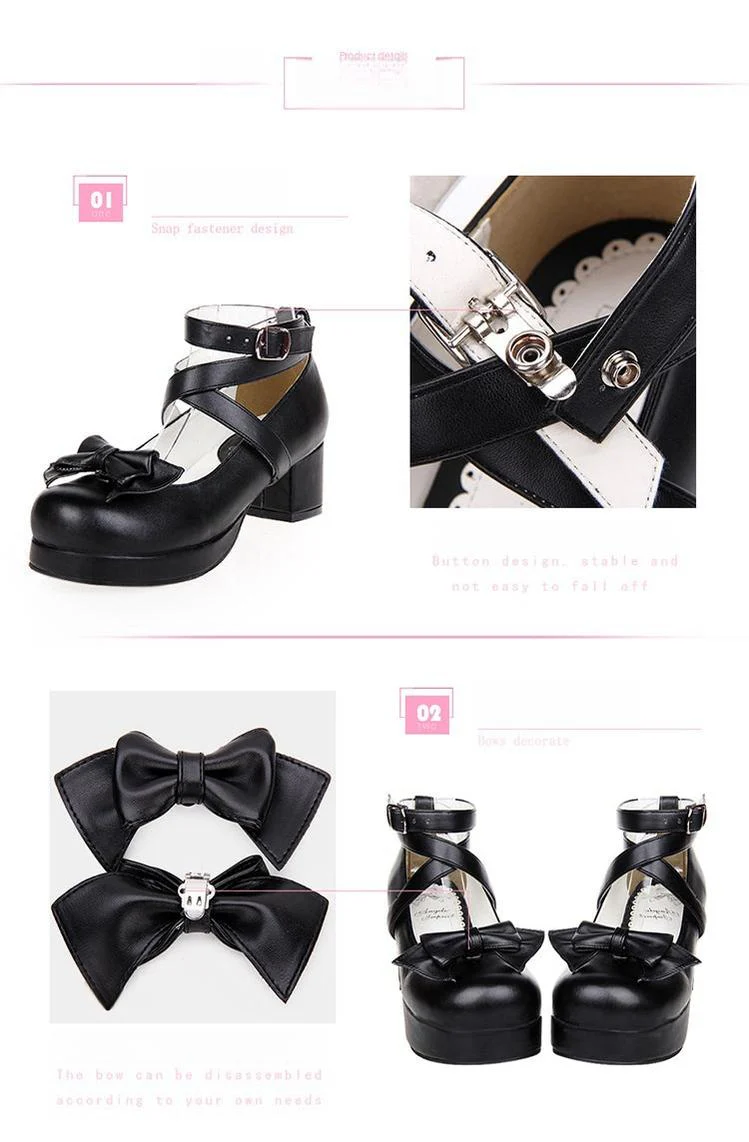 Angelic imprint - Sweet Lolita Shoes Round Toe Middle Heel - Image 11