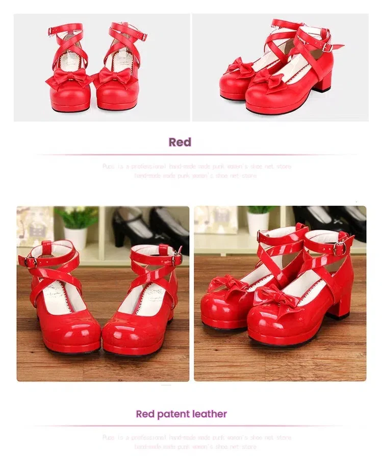 Angelic imprint - Sweet Lolita Shoes Round Toe Middle Heel - Image 15