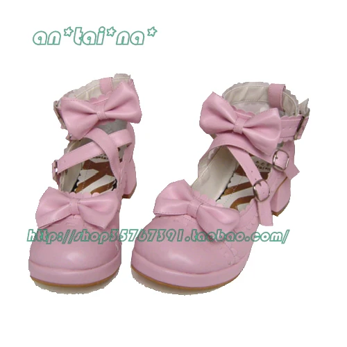 Antaina - Lolita Punk Bow Mid-Heel Multicolor Shoes - Image 15
