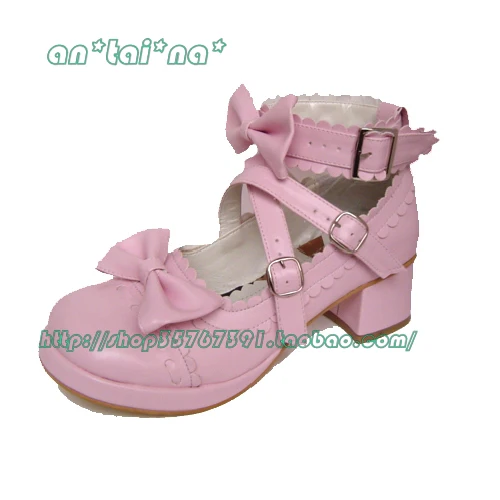Antaina - Lolita Punk Bow Mid-Heel Multicolor Shoes - Image 16