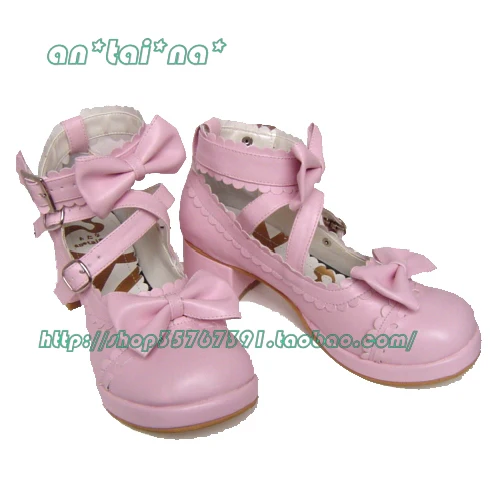 Antaina - Lolita Punk Bow Mid-Heel Multicolor Shoes - Image 17