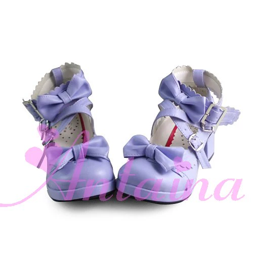 Antaina - Lolita Punk Bow Mid-Heel Multicolor Shoes - Image 18