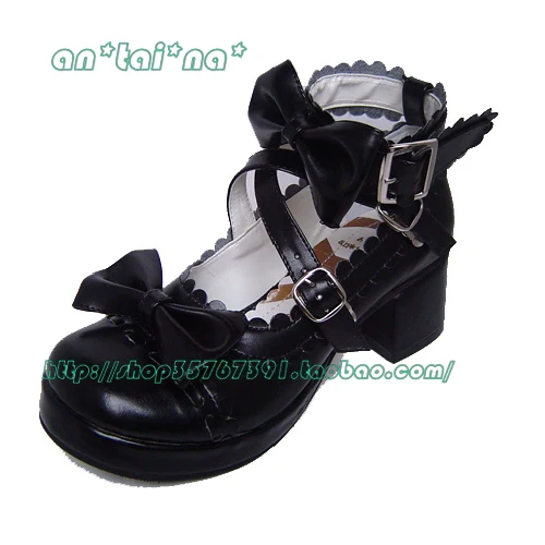 Antaina - Lolita Punk Bow Mid-Heel Multicolor Shoes - Image 26