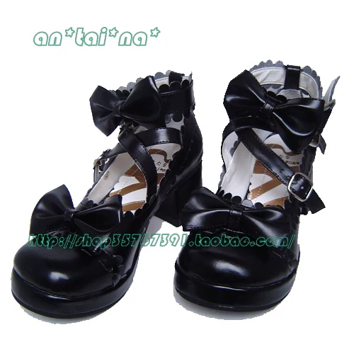 Antaina - Lolita Punk Bow Mid-Heel Multicolor Shoes - Image 27