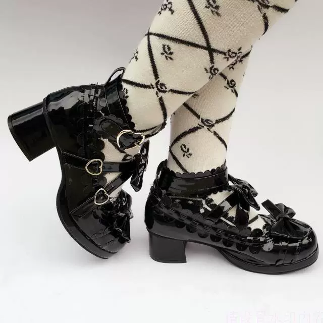 Antaina - Lolita Punk Bow Mid-Heel Multicolor Shoes - Image 31