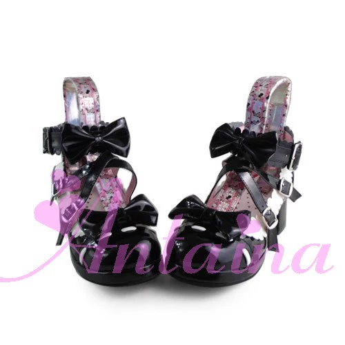 Antaina - Lolita Punk Bow Mid-Heel Multicolor Shoes - Image 34