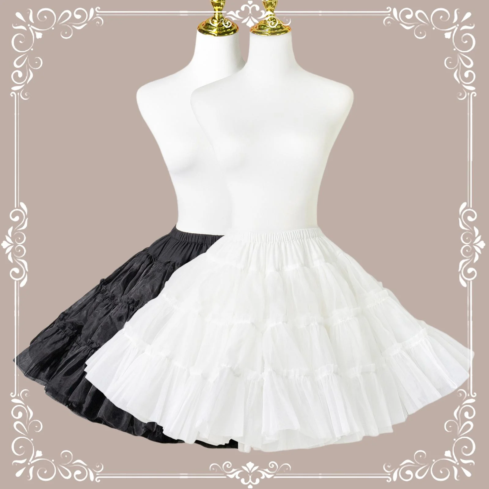 Extreme Puffy A-line Lolita Petticoat, 18" (45cm) Length, Cotton Lining - Image 10