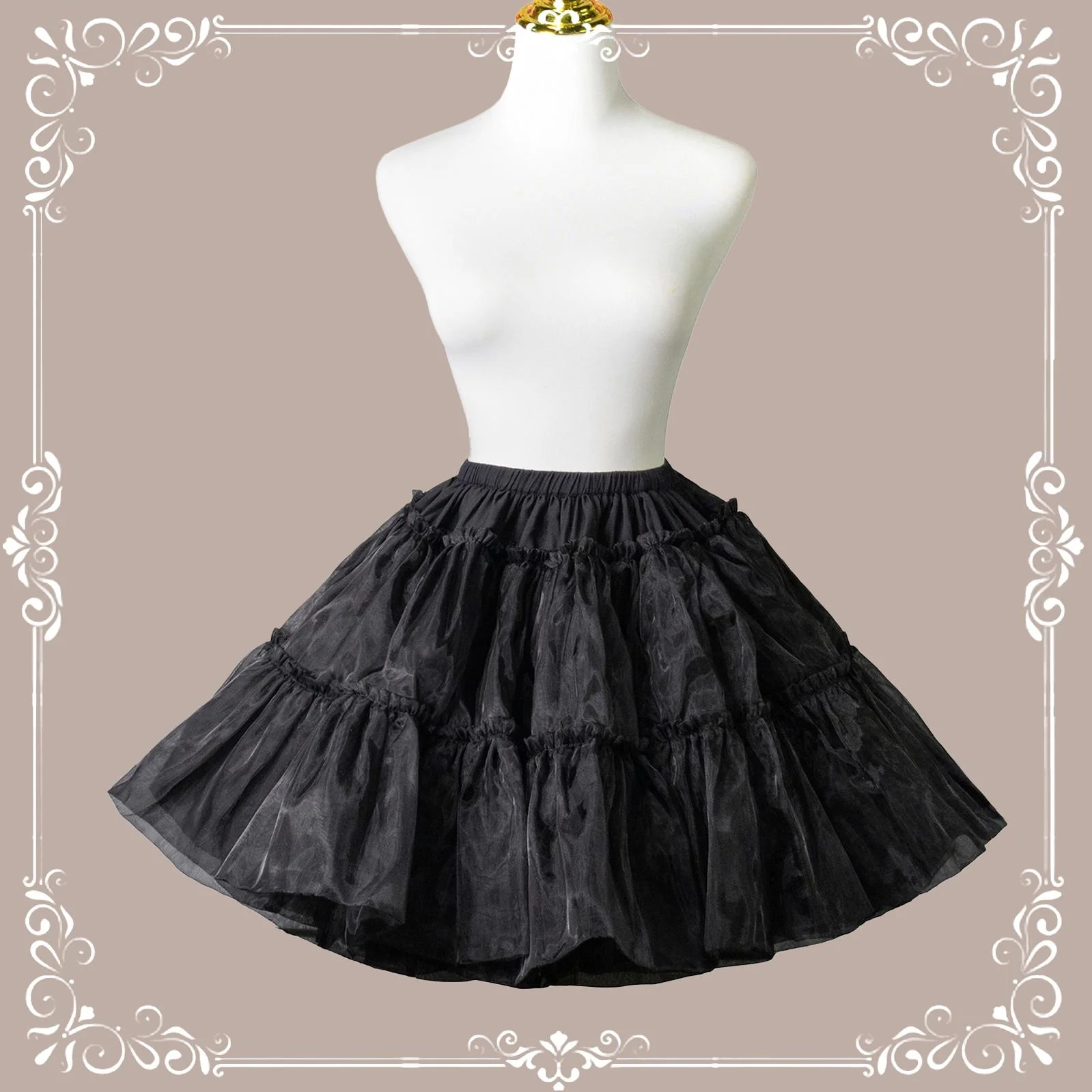 Extreme Puffy A-line Lolita Petticoat, 18" (45cm) Length, Cotton Lining - Image 8