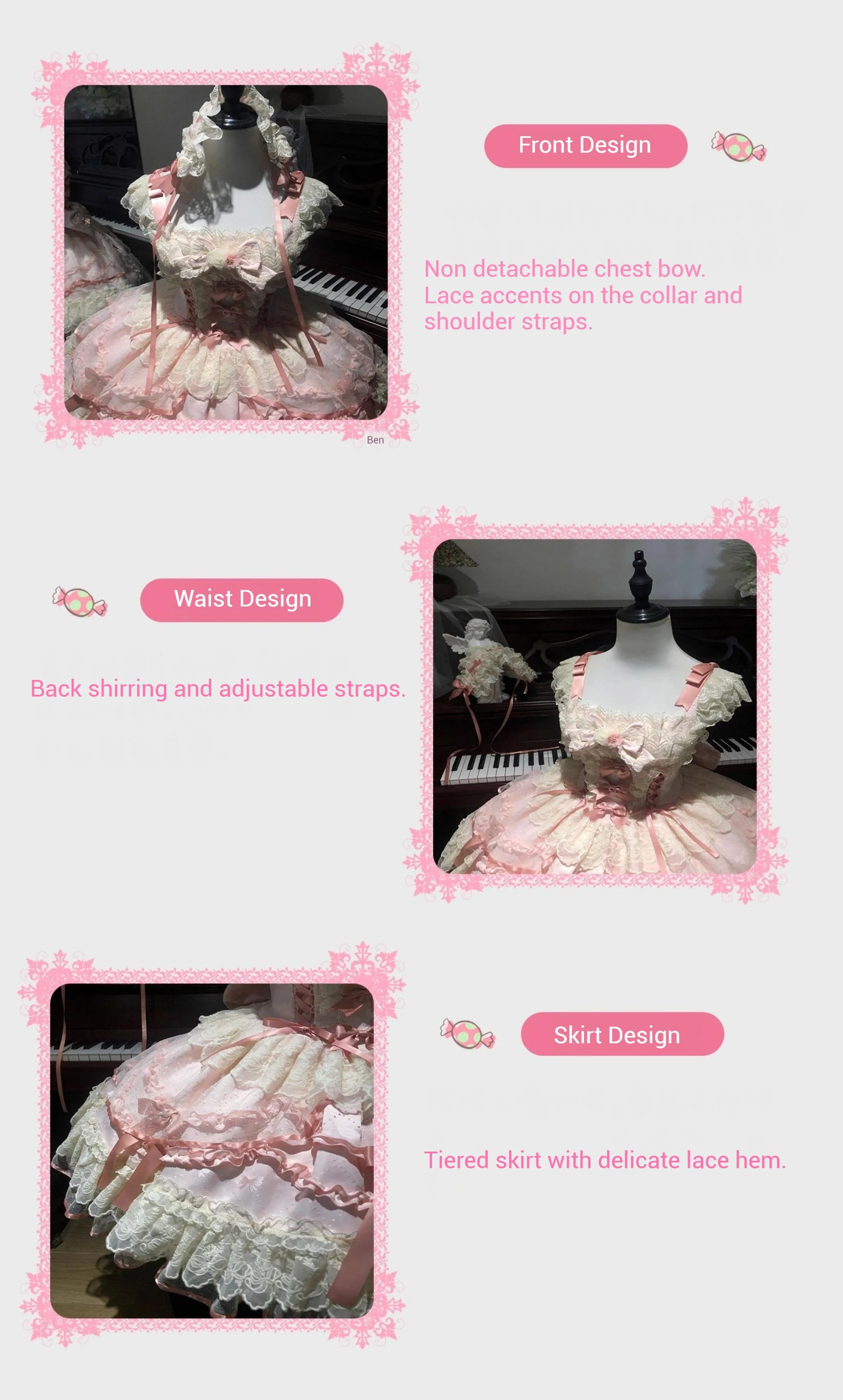 Dreamy Butterfly - Ballet-style Sweet Lolita JSK Dress With Large Bow Trailing - Image 18