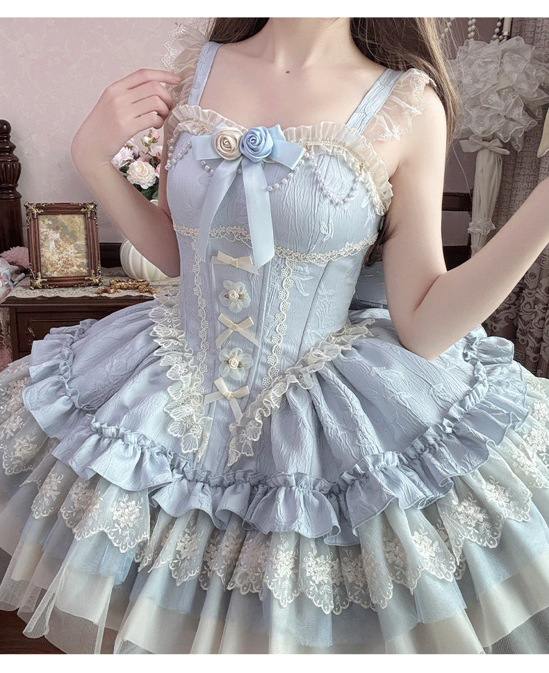Fleeting Dreams - Ballet Style Sweet Lolita Mini JSK with Choker - Image 4