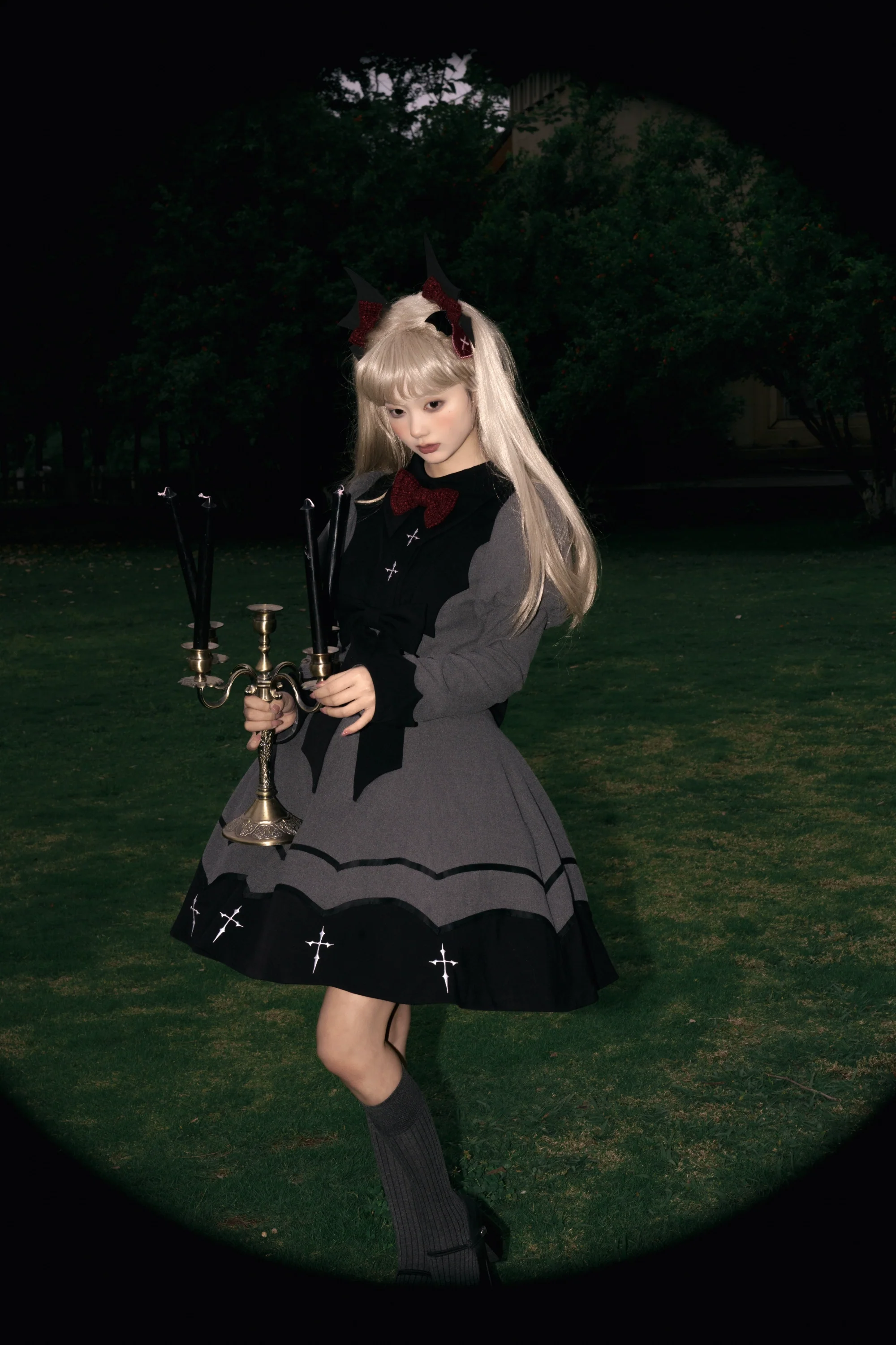 Vampire Princess - Bat-Inspired Halloween Gothic Lolita OP Dress - Image 5
