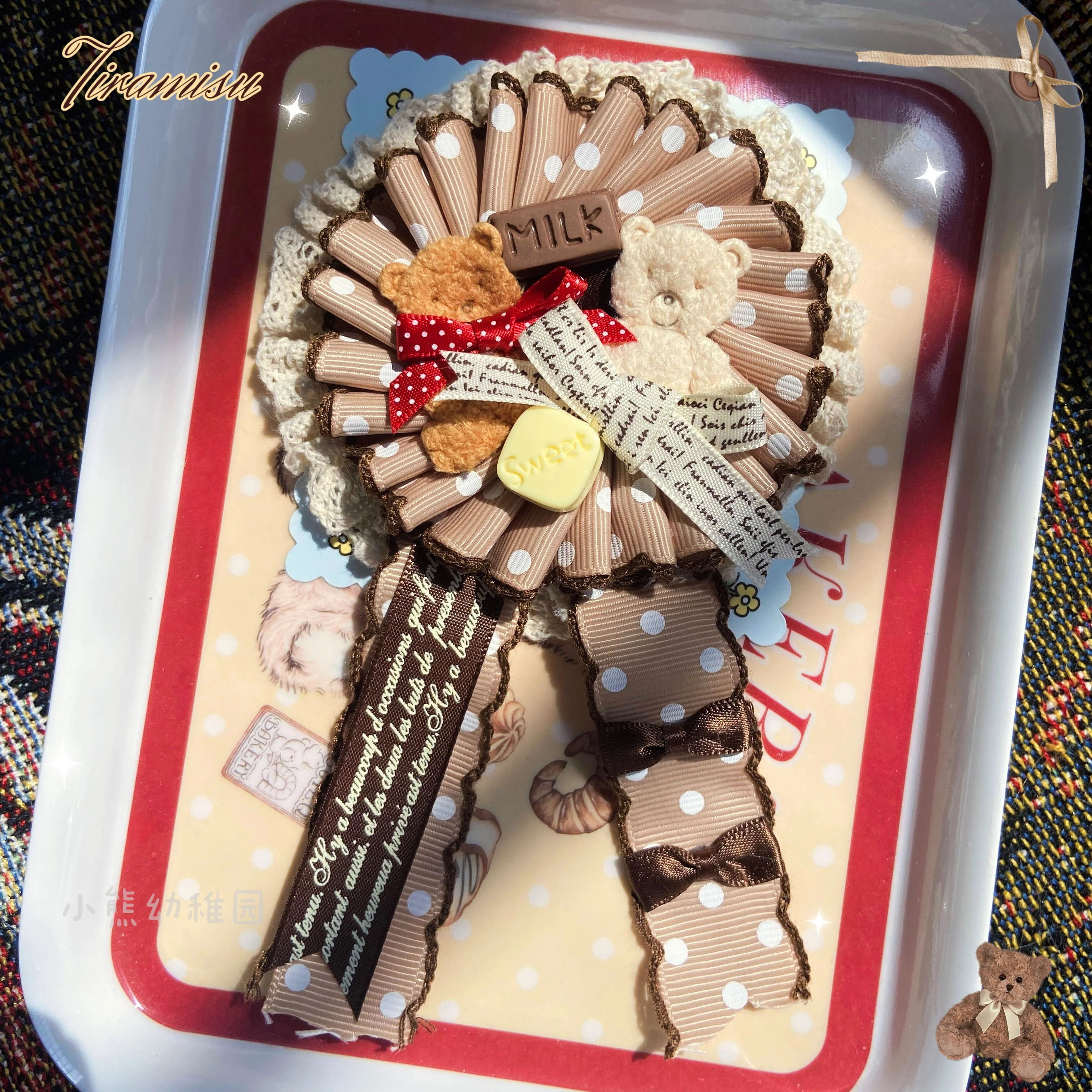 Bear Doll - Augustina - Kawaii Lolita Chocolate Paired Brooch and Hair Clip - Image 12