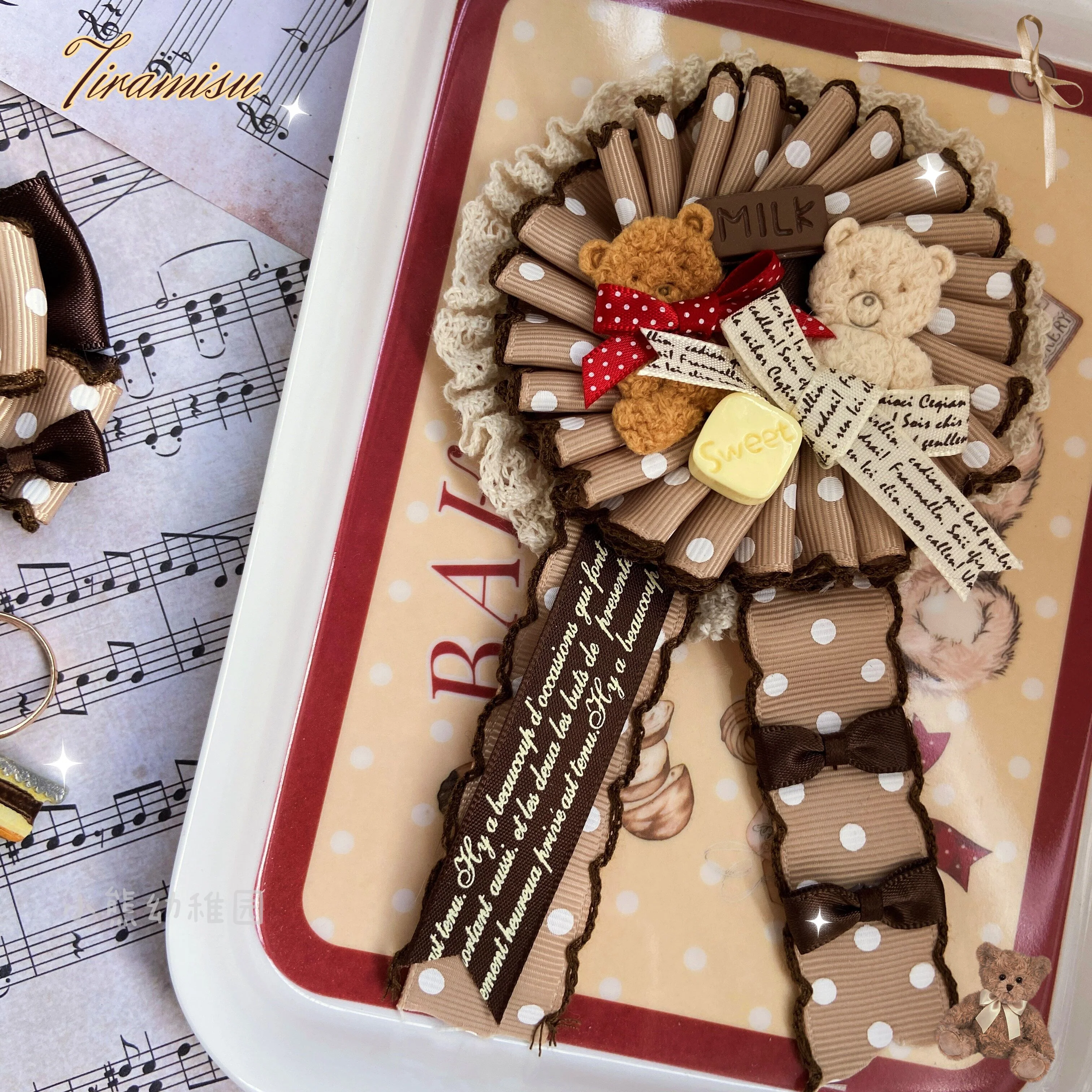 Bear Doll - Augustina - Kawaii Lolita Chocolate Paired Brooch and Hair Clip - Image 15