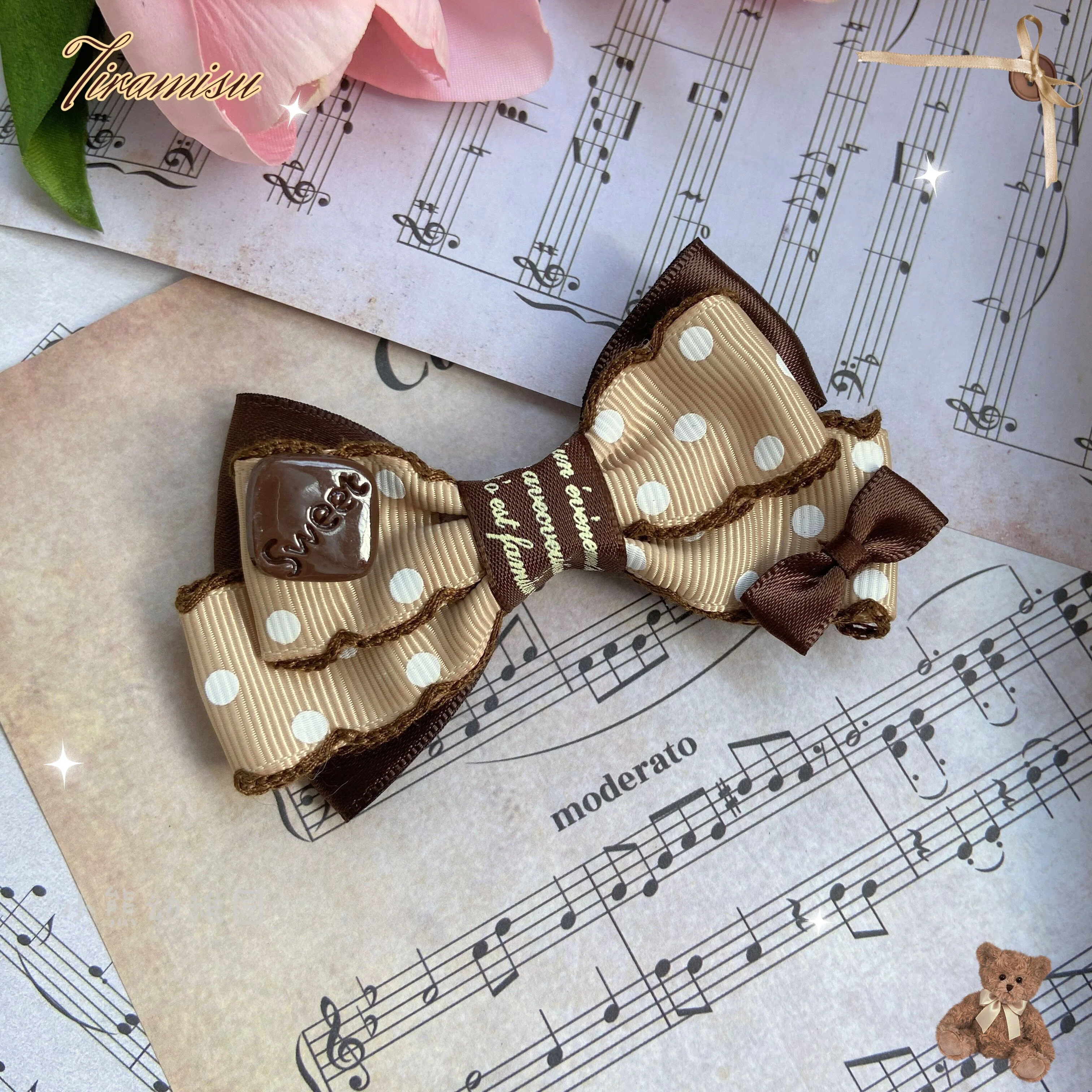 Bear Doll - Augustina - Kawaii Lolita Chocolate Paired Brooch and Hair Clip - Image 16
