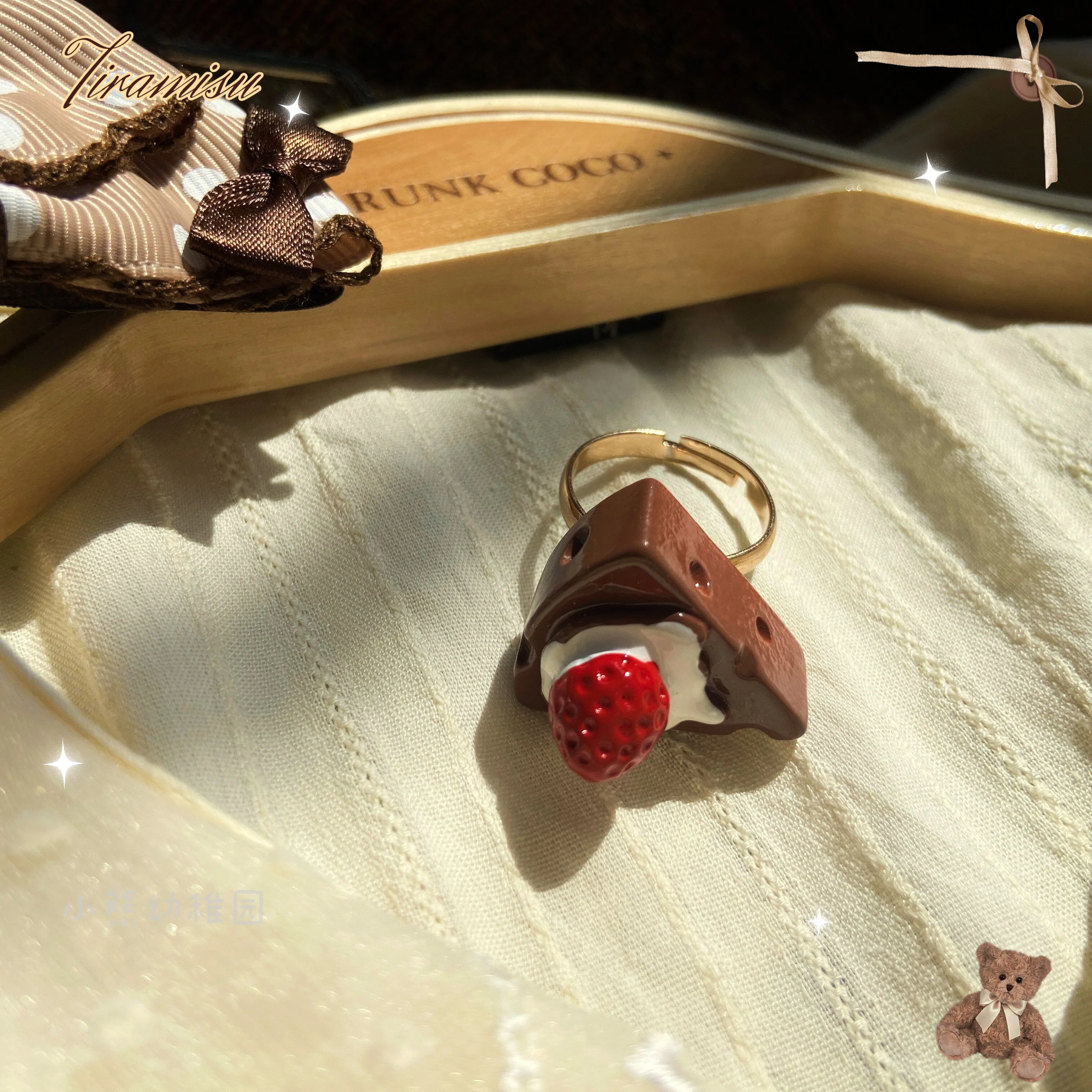 Bear Doll - Augustina - Kawaii Lolita Chocolate Paired Brooch and Hair Clip - Image 8