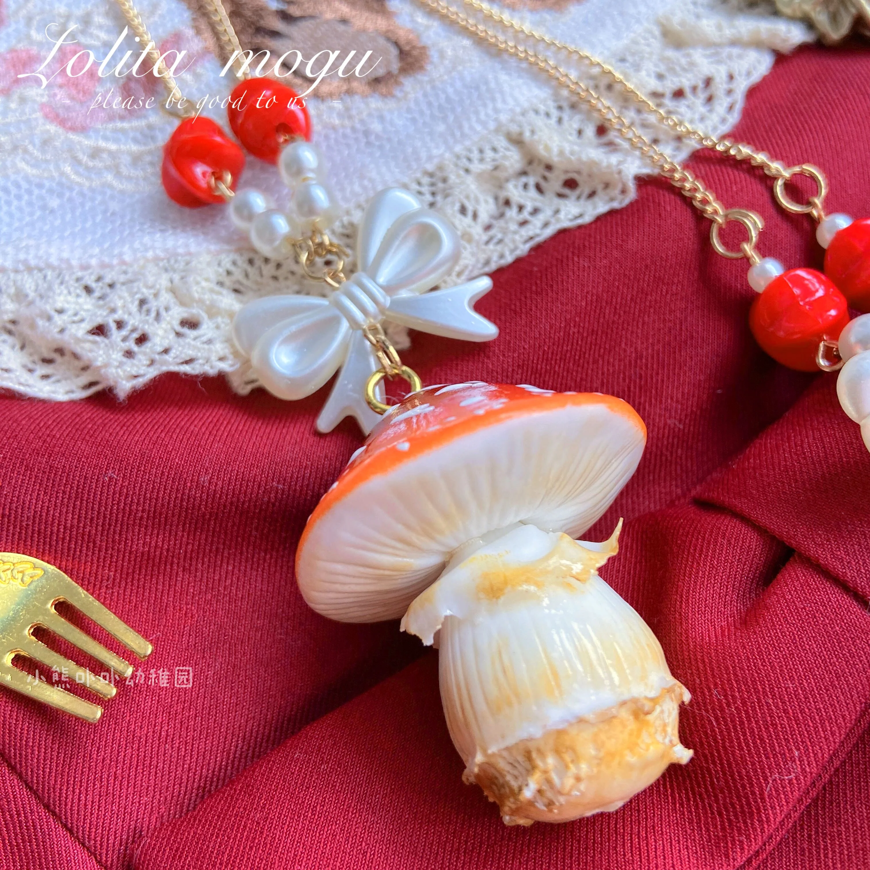 Bear Doll - Handcraft Kawaii Lolita Mushroom Necklace - Image 12