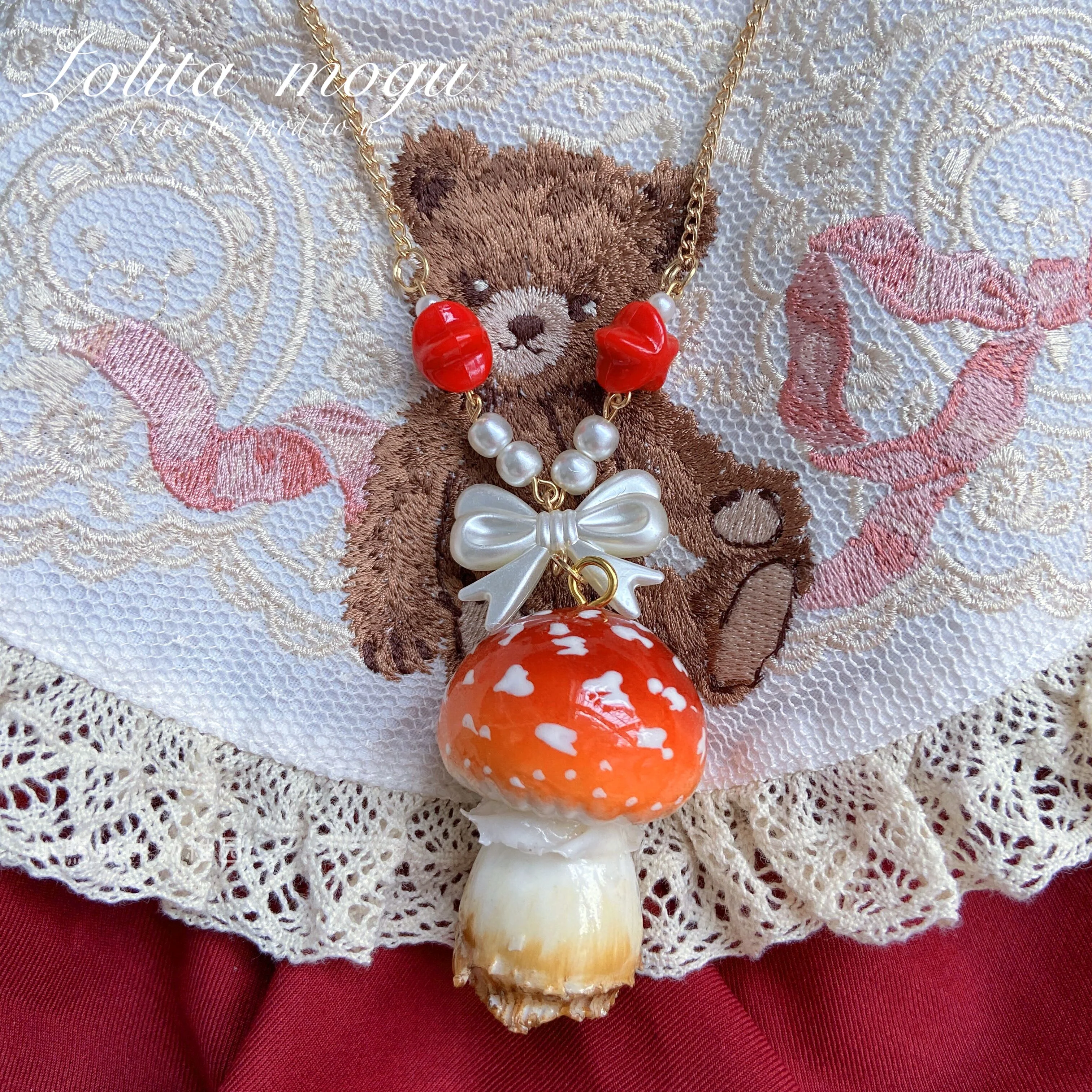 Bear Doll - Handcraft Kawaii Lolita Mushroom Necklace - Image 14