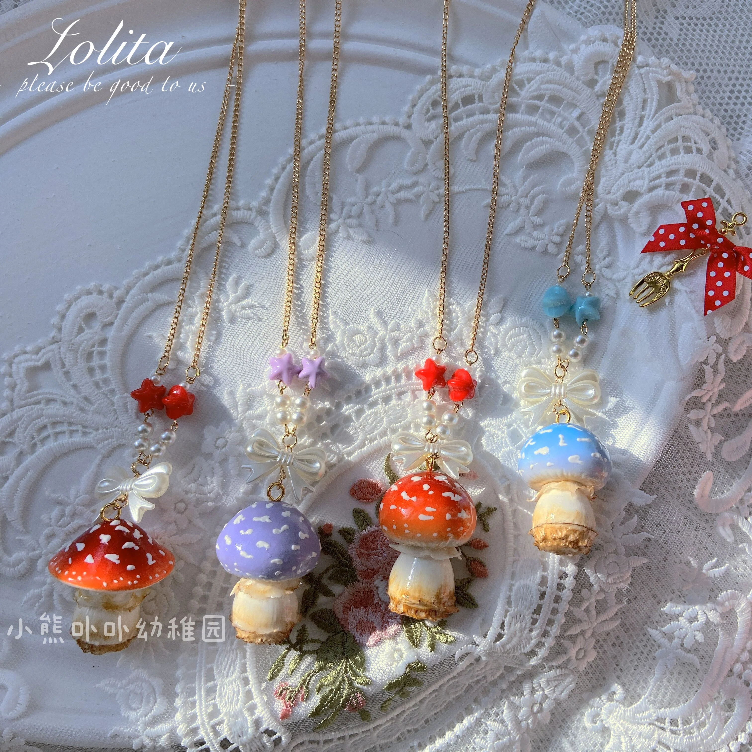 Bear Doll - Handcraft Kawaii Lolita Mushroom Necklace - Image 6