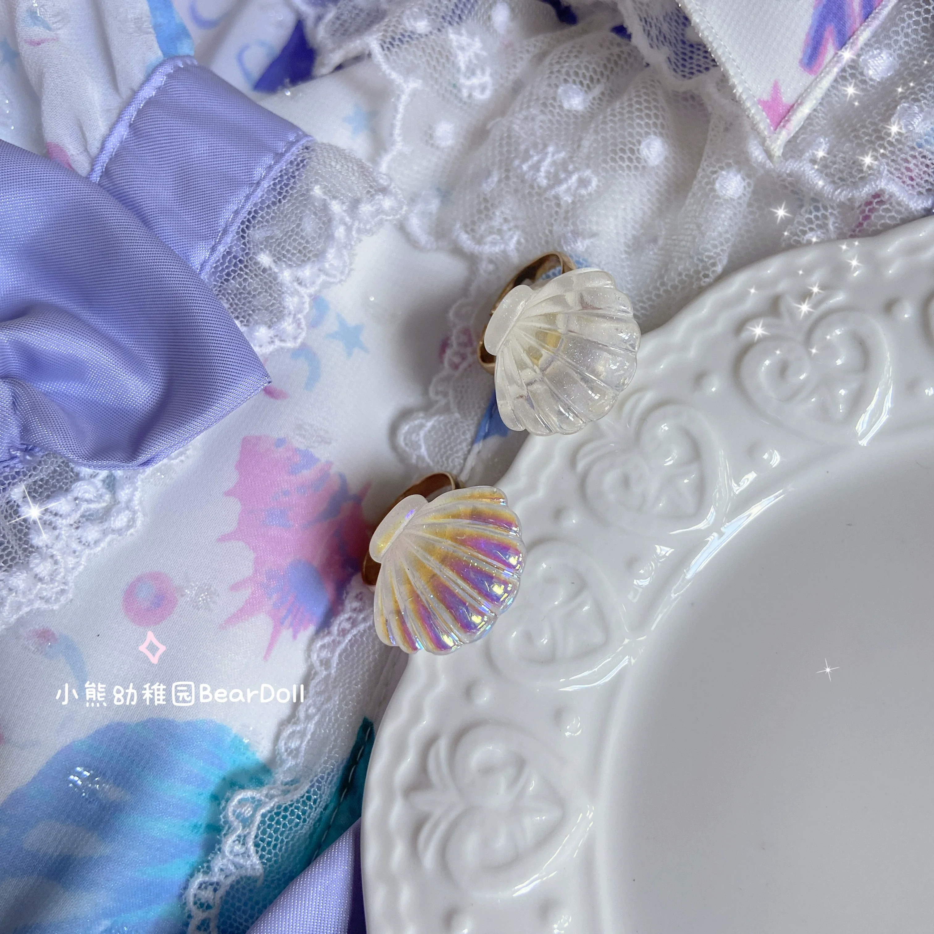 Bear Doll - Kawaii Lolita Ring Adjustable Shell Heart Shape Accessories - Image 23