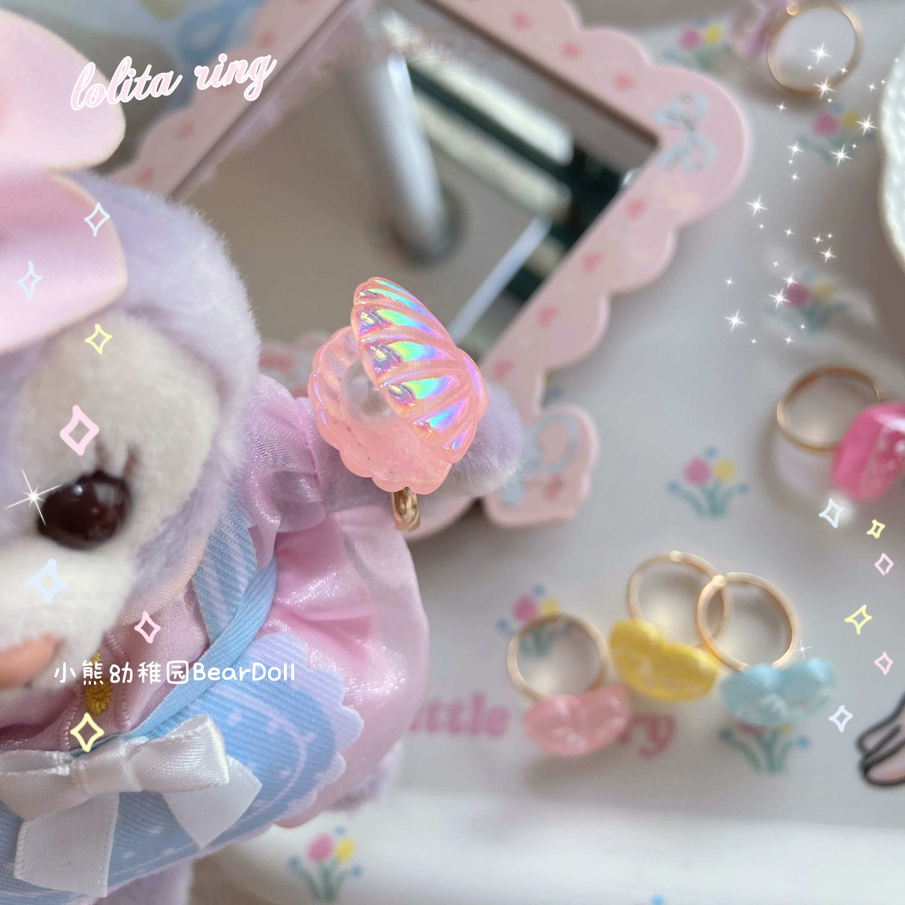 Bear Doll - Kawaii Lolita Ring Adjustable Shell Heart Shape Accessories - Image 25