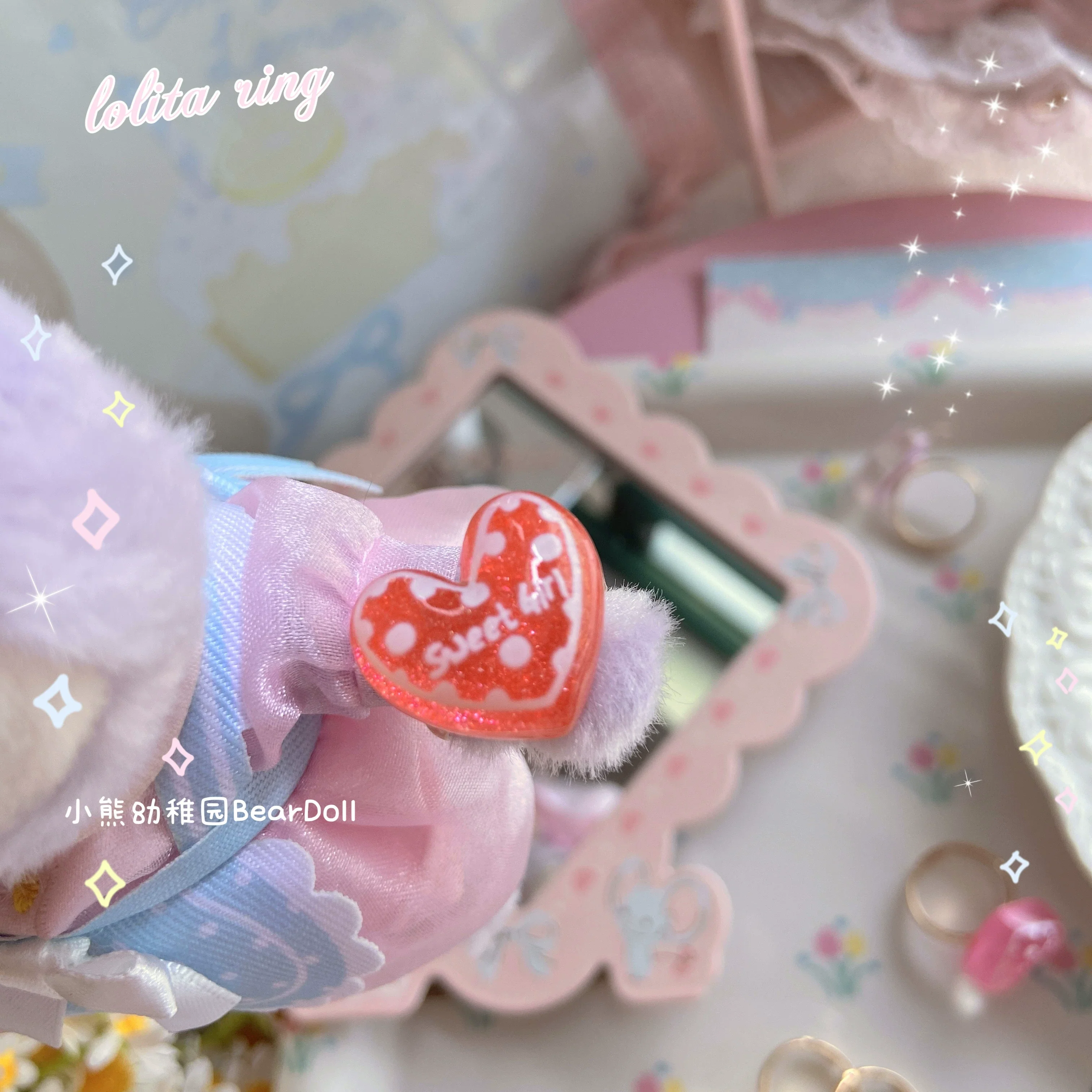 Bear Doll - Kawaii Lolita Ring Adjustable Shell Heart Shape Accessories - Image 8