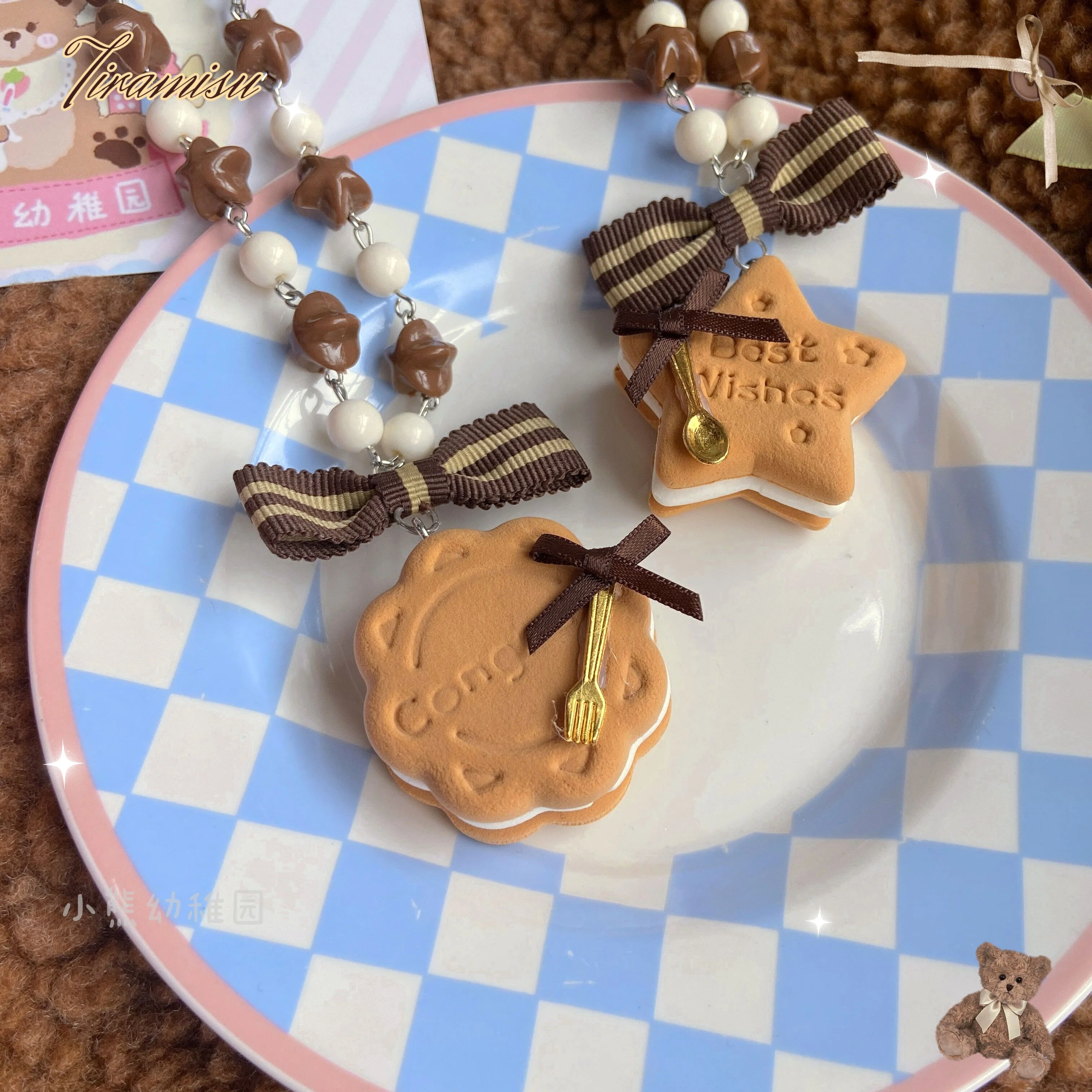 Bear Doll - Sweet Cookie Charm Set - Kawaii Lolita Necklace and Hairclip - Image 6