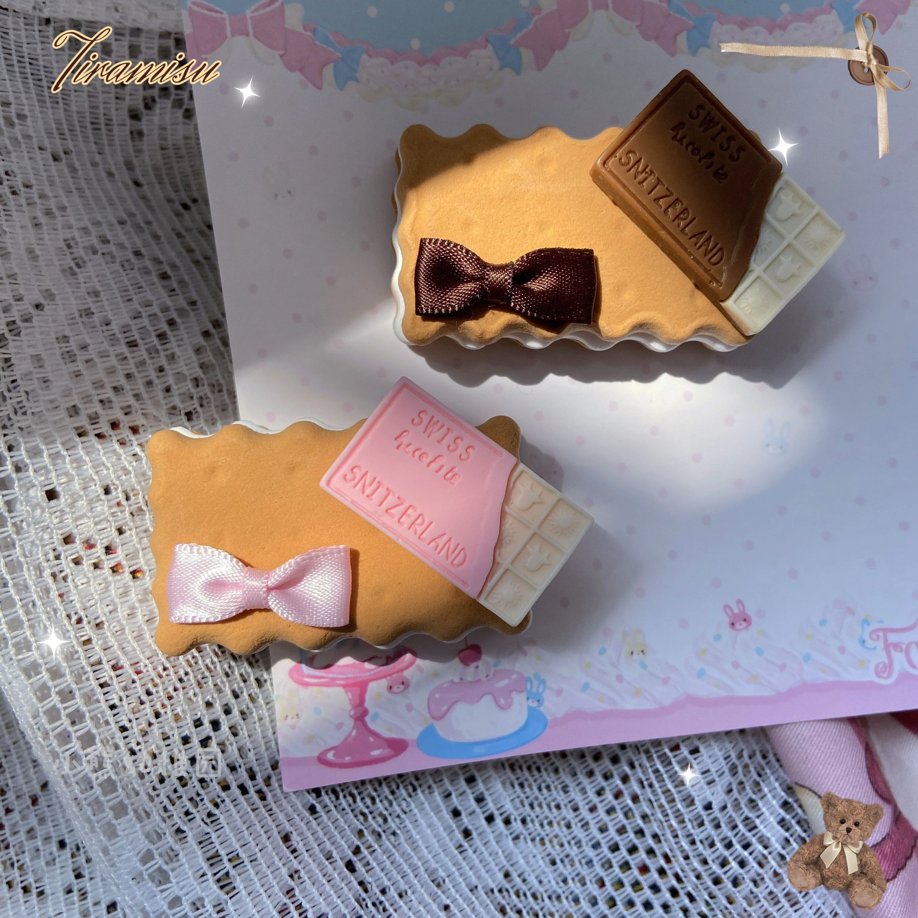 Bear Doll - Sweet Cookie Charm Set - Kawaii Lolita Necklace and Hairclip - Image 8