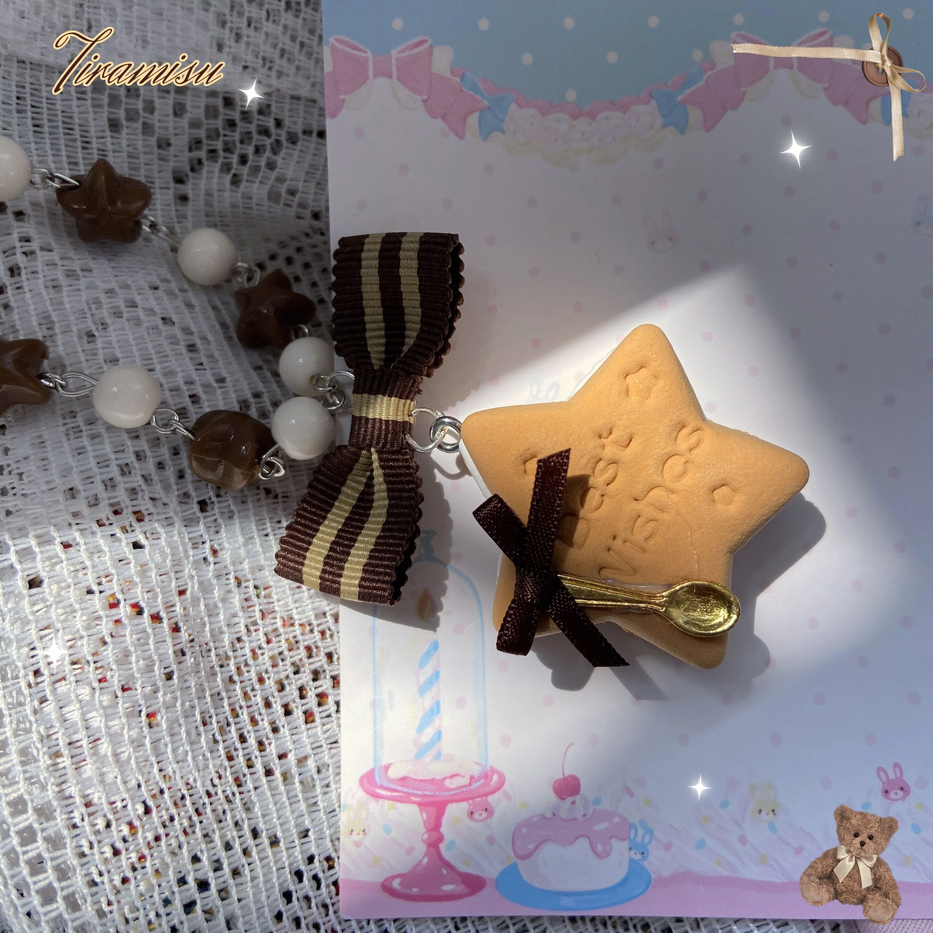 Bear Doll - Sweet Cookie Charm Set - Kawaii Lolita Necklace and Hairclip - Image 9