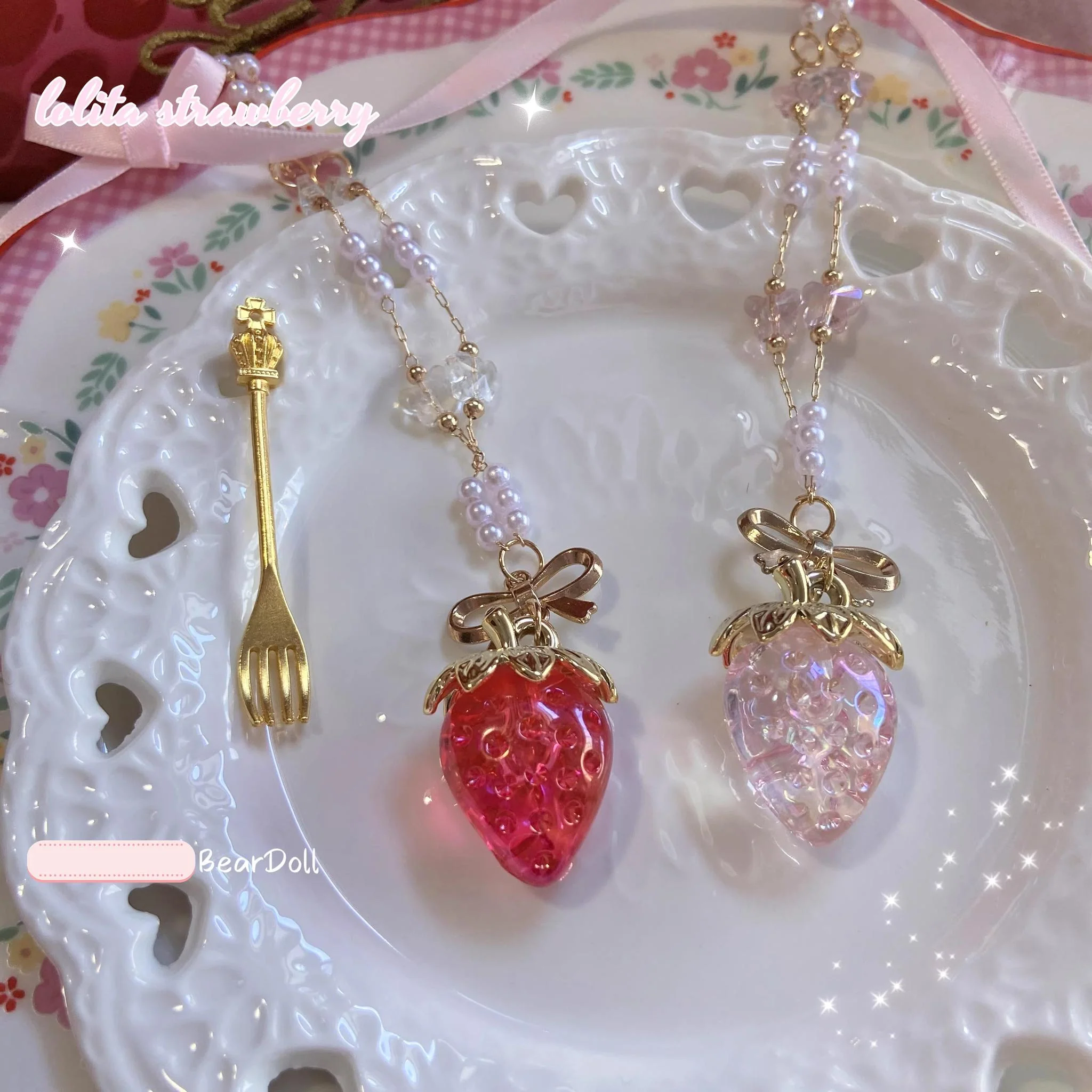 Bear Doll - Sweet Lolita Necklace Strawberry Charlotte Necklace - Image 4